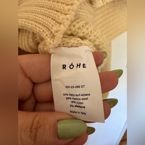 ROHE Chunky Knit Crew Neck Sweater Luxury Off White Alpaca Wool Large EU 40 EUC - Picture 7 of 8